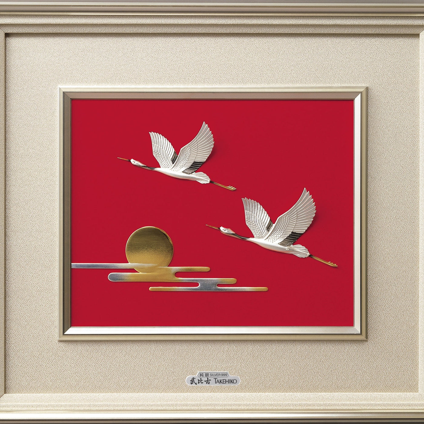 Pure silver framed Sunrise cranes 4