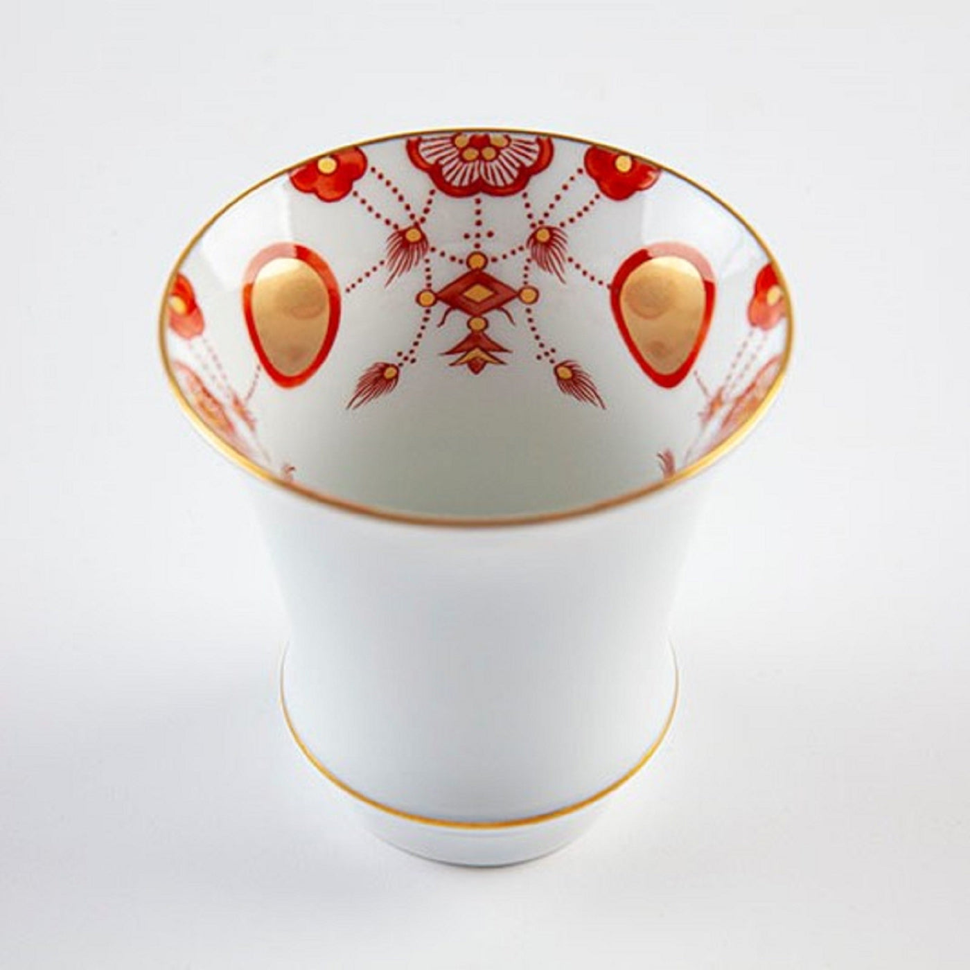 A pair of Sake glass (rim curving outward), Yoraku pattern (red)
