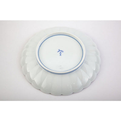 Japanese plate　White porcelain, "Kikuwari" chrysanthemum split 19cm（1 set of 2 pieces）
