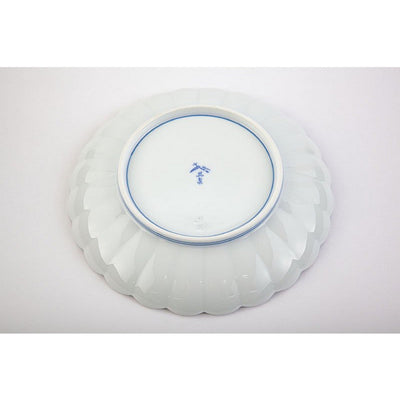 Japanese plate　White porcelain, "Kikuwari" chrysanthemum split 19cm（1 set of 2 pieces）