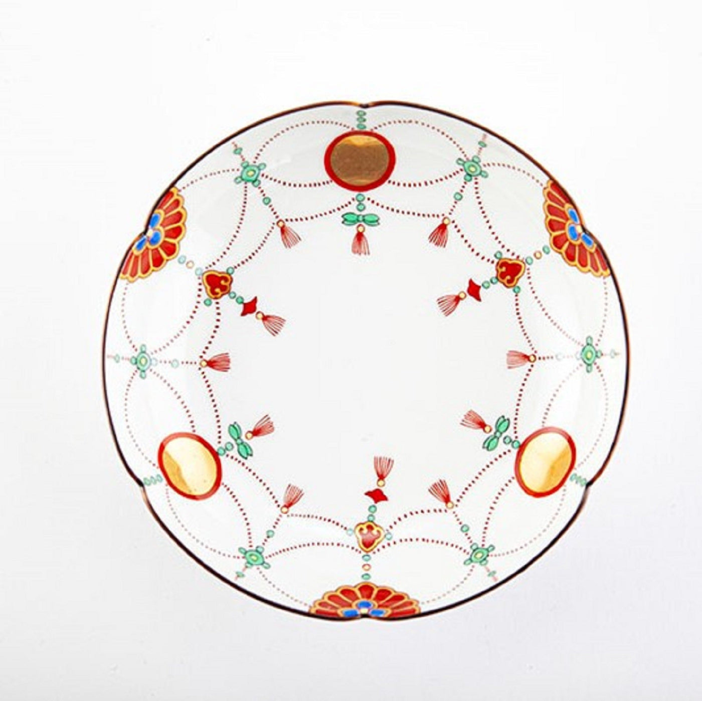 Plate for individual servings: Yoraku pattern with lavish red-rimmed sun disks（1 set of 2 pieces）