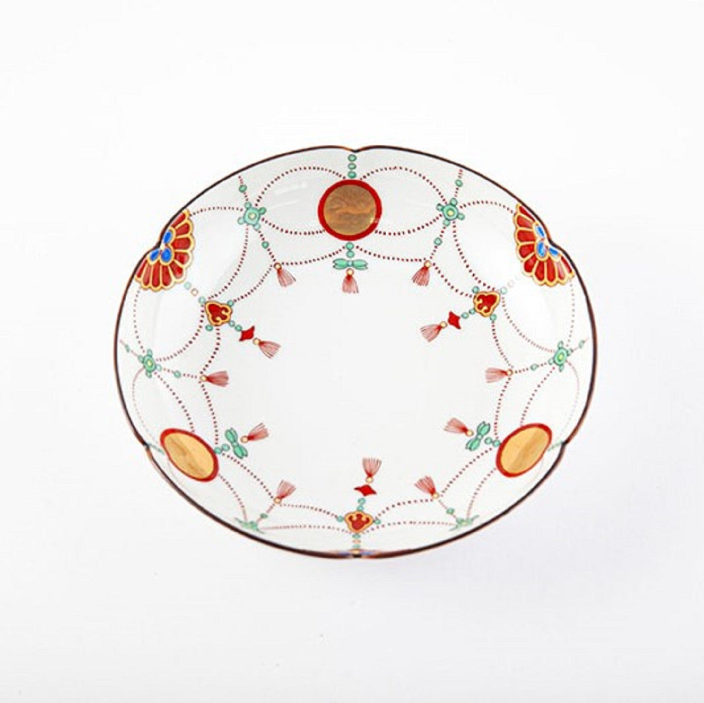 Plate for individual servings: Yoraku pattern with lavish red-rimmed sun disks（1 set of 2 pieces）