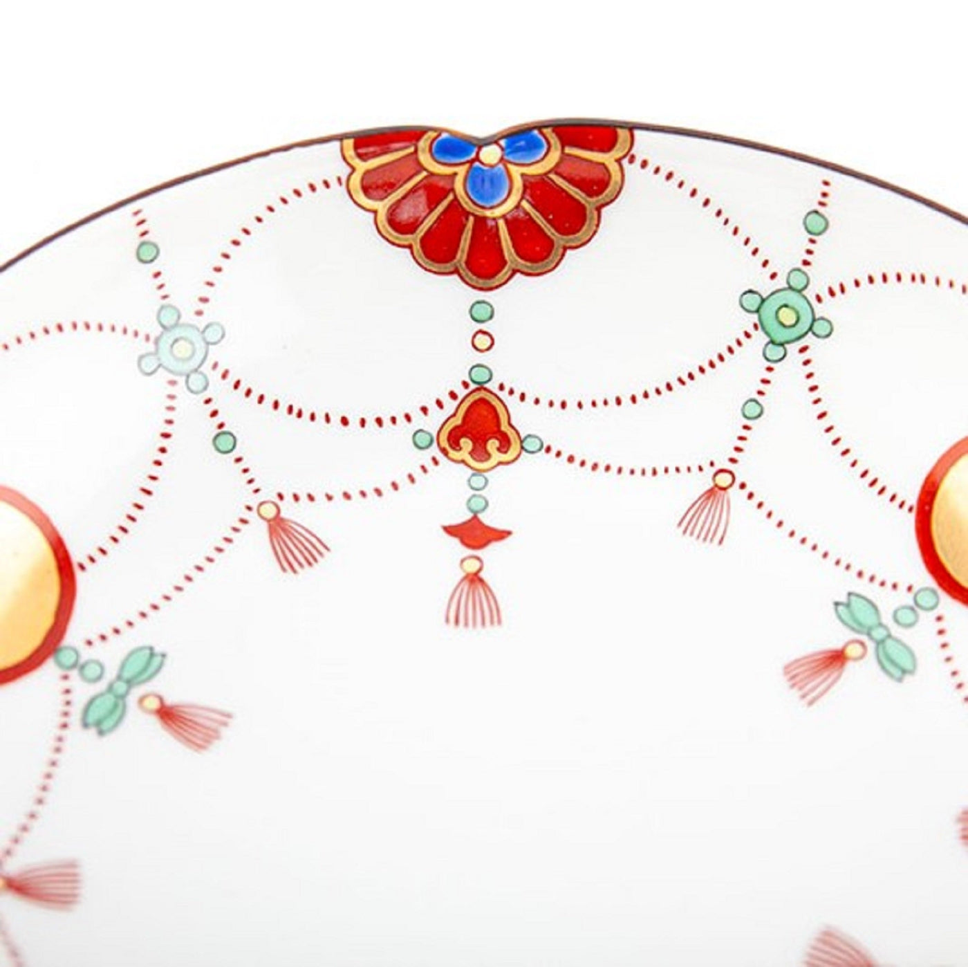 Plate for individual servings: Yoraku pattern with lavish red-rimmed sun disks（1 set of 2 pieces）