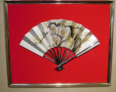 Pure silver framed Fan Pine,bamboo,plum 7