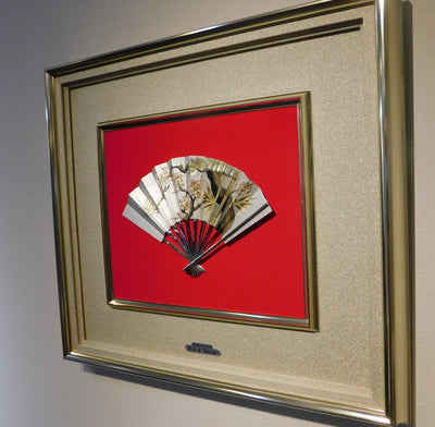 Pure silver framed Fan Pine,bamboo,plum 7