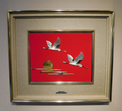 Pure silver framed Sunrise cranes 4