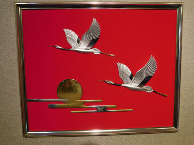 Pure silver framed Sunrise cranes 4