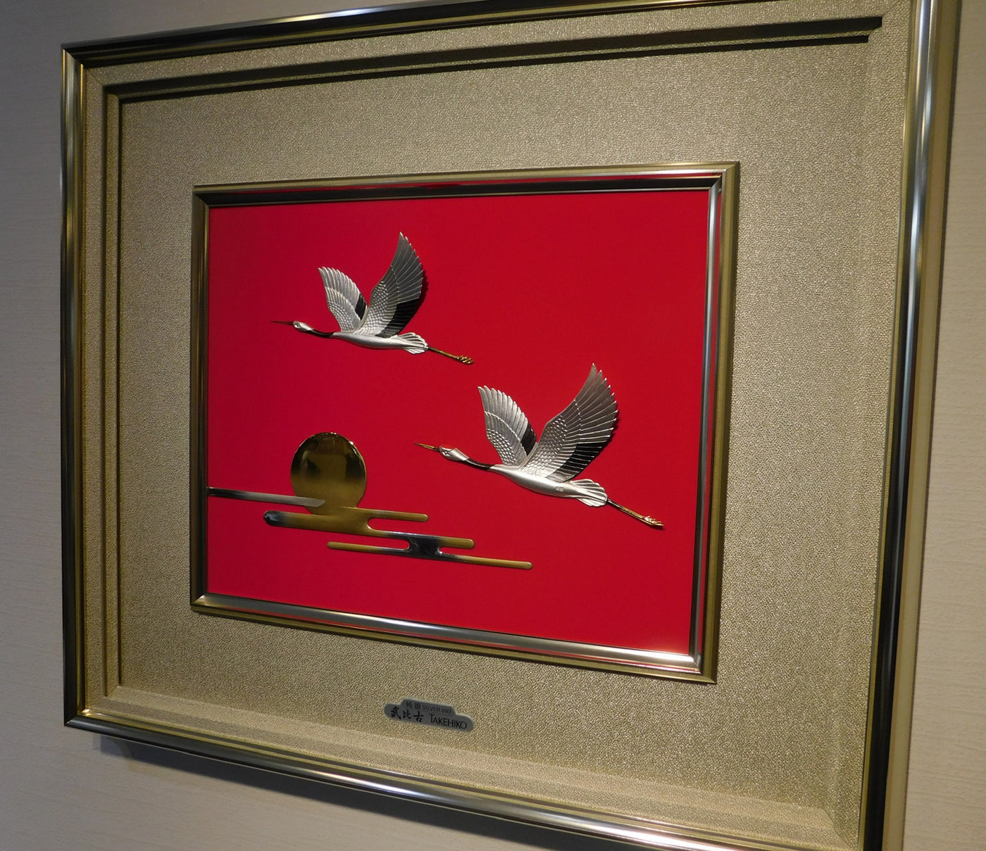 Pure silver framed Sunrise cranes 4