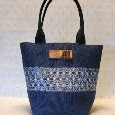 [Hemp Leaf Pattern] Denim Edging (Heri) × Asagiri Tote Bag 3-Piece Set  (Tote Bag, Wallet, Coin Purse)Denim