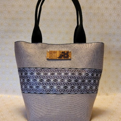 [Hemp Leaf Pattern] Coral Edging × Asagiri Tote Bag 3-Piece Set (Tote Bag, Wallet, Coin Purse)Purple