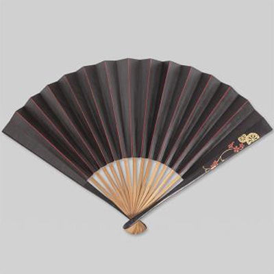 Japanese gold leaf ,Persimmon tannin side lacquer fan, Goshoguruma cherry blossom design (7")