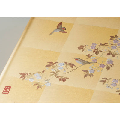 Hanami-tori (bird and cherry blossoms)   Folding screen clock