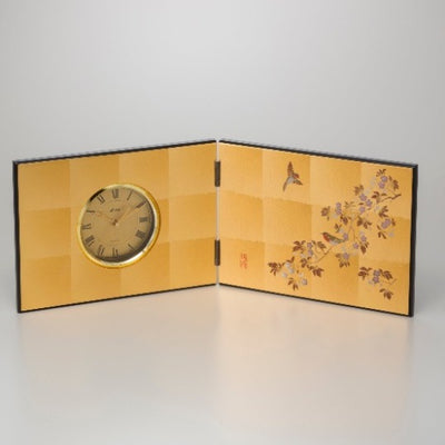 Hanami-tori (bird and cherry blossoms)   Folding screen clock