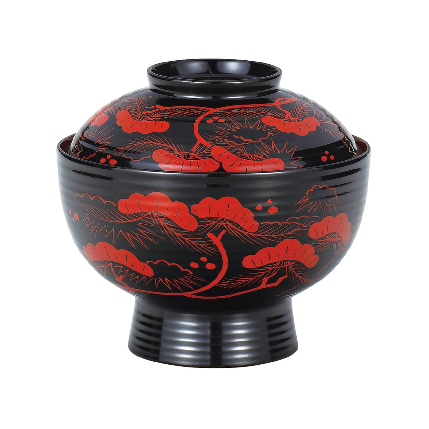 Zoni bowl, flat-grain black and vermilion lacquering