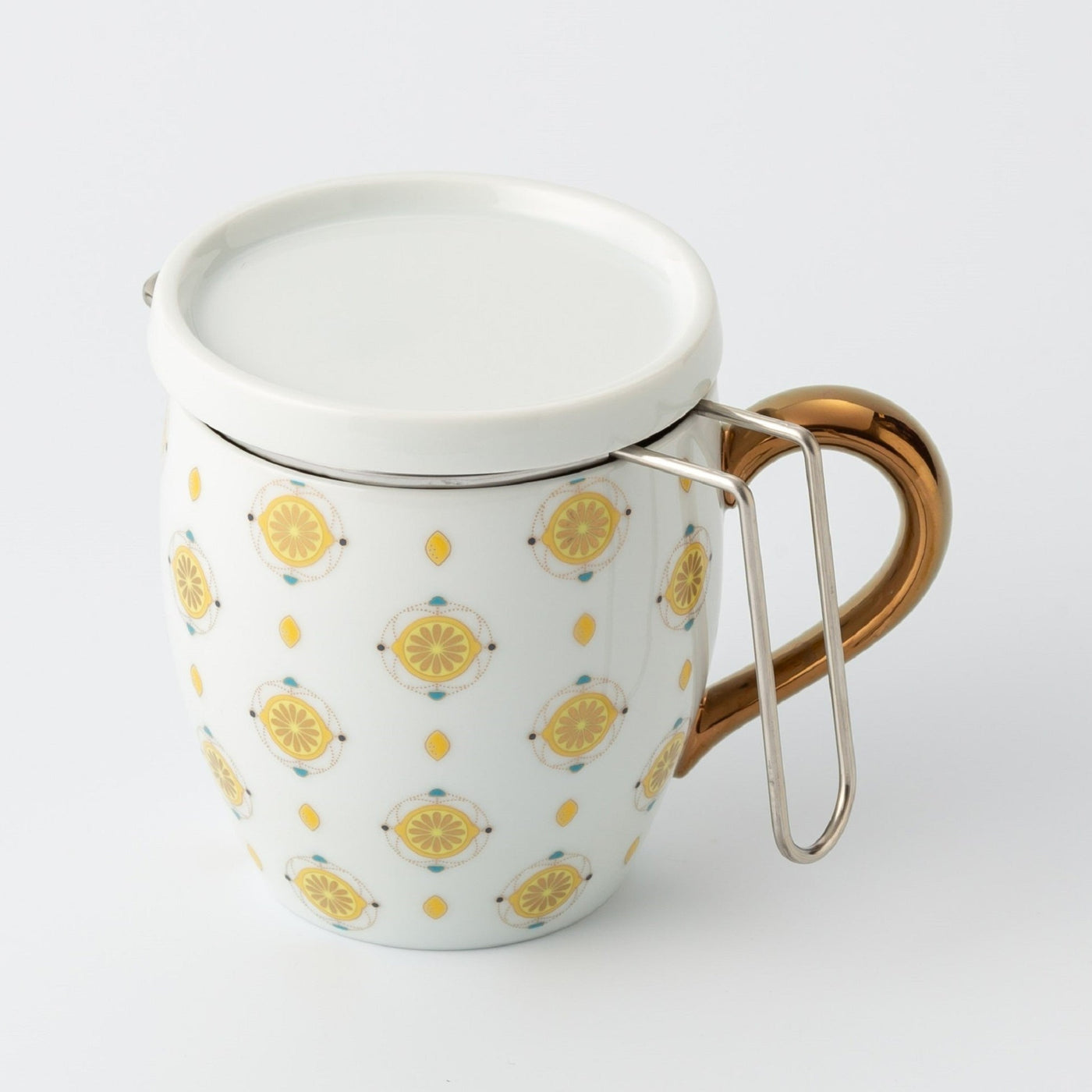 Mug: Fruit (lemon)( with lid and stainless steel tea strainer)