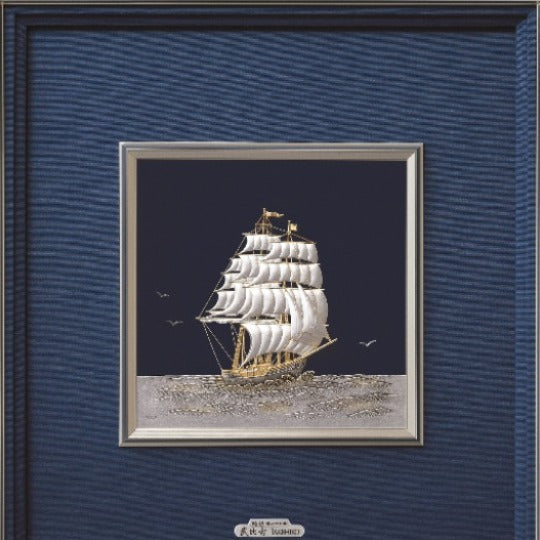 Pure silver framed Sailing ship 8